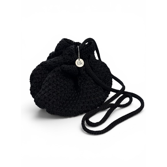 The Sak Handbags - The Sak Black Boho Crochet Drawstring Bucket Bag